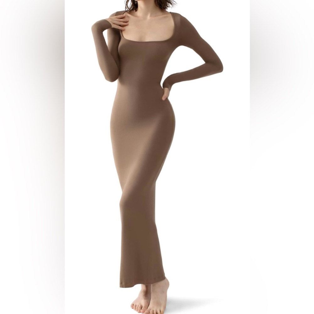 Amazon Ribbed Long Sleeve Bodycon Maxi Dress – Size Large